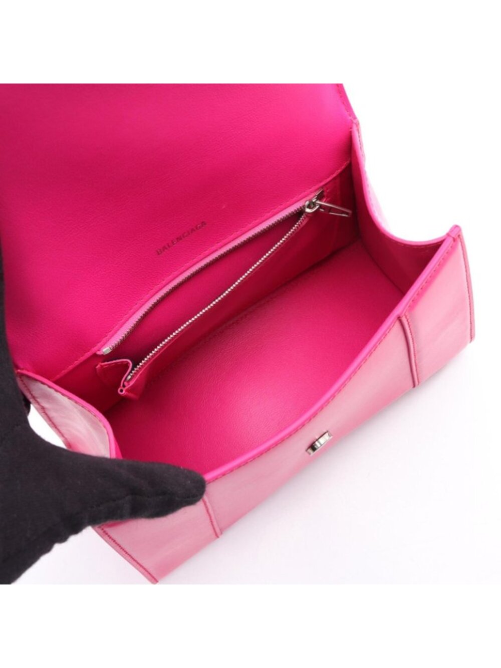 Balenciaga Handbag Hourglass Small 2-Way Fuchsia Pink Leather - Picture 3 of 14